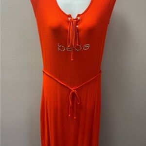 Bebe Vibrant Orange Dress with Rhinestone Logo